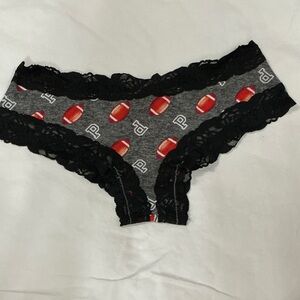 Pink Victoria’s Secret Football Print Lace Trim cheeky Panties